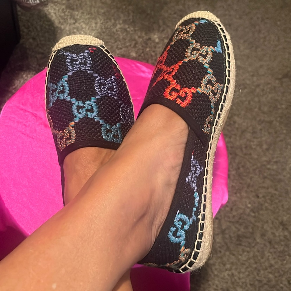 Rainbow black espadrilles
